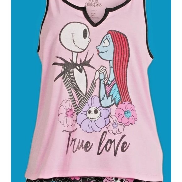 DISNEY The Nightmare Before Christmas Jack & Sally Pajama Set Women’s M 8-10 NEW - Picture 4 of 6